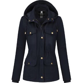 Pursky Women's Cotton Anorak Lightweight Military Jacket Warm Utility Casual Coat With Removable Hood in Kuwait