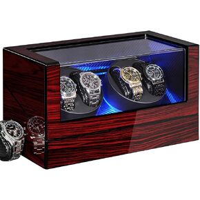 ANWBROAD Watch Winders For Automatic Watches, Automatic Watch Winder Box With Led Light, Watch Turner For Automatic, 4 Watch Rotator And Super Quiet Motor And 4 Rotation Mode, UJWW011Y