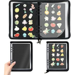 مينا دبوس الكتب كتاب الدبوس مجموعة الموثق كتاب تداول مع لوحات العرض 8 صفحات A5 Brooch PIN التخزين ألبوم الموثق لجامع السفر (أسود) in Kuwait