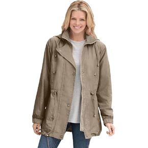 Woman Within Plus Size Fleece-Lined Taslon Anorak in Kuwait