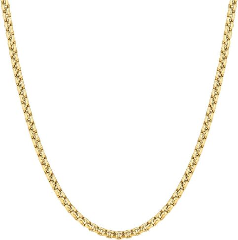 Floreo 14k Yellow Gold or White Gold 2.5mm Solid Round Box Chain Link Necklace in Kuwait