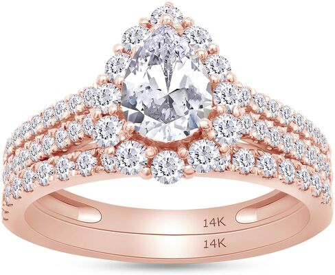 Savearth Diamonds 1 1/5 CT Round & Pearlab Diamond Diamond Halo خاتم زفاف من صفاء الزفاف في الذهب الصلب 14K (1.20 CTTW ، G-H/VS-SI) هدية المجوهرات للنساء in Saudi Arabia