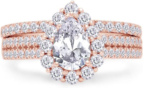 Savearth Diamonds 1 1/5 CT Round & Pearlab Diamond Diamond Halo خاتم زفاف من صفاء الزفاف في الذهب الصلب 14K (1.20 CTTW ، G-H/VS-SI) هدية المجوهرات للنساء in Saudi Arabia