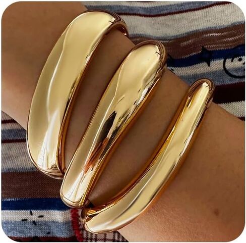 1-3 قطعة الذهب والفضة الكفة الإسورة أساور للنساء العصرية متمحور الكفة مفتوحة واسعة مكتنزة سوار غير النظامية الحد الأدنى الإسورة مجوهرات هدية in Kuwait