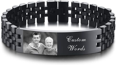 Gamtic Customized Watch Band Bracelet for Men - Personalized Stainless Steel Chunky Bracelets Wristband, with Jewelry Gift Box in Saudi Arabia
