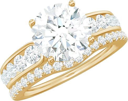 حلقة Moissanite Solitaire للنساء | خاتم خطوبة مويسانيت معتمد مع فرقة الزفاف ، جودة D-VS1 in Kuwait