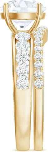 حلقة Moissanite Solitaire للنساء | خاتم خطوبة مويسانيت معتمد مع فرقة الزفاف ، جودة D-VS1 in Kuwait