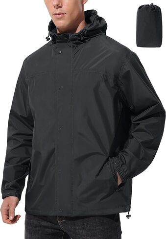 Mens Lightweight Rain Jacket Waterproof Windbreaker Packable Rain Coat with Hood for Golf Running Hiking Travel in Kuwait