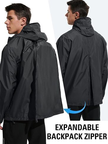 Mens Lightweight Rain Jacket Waterproof Windbreaker Packable Rain Coat with Hood for Golf Running Hiking Travel in Kuwait