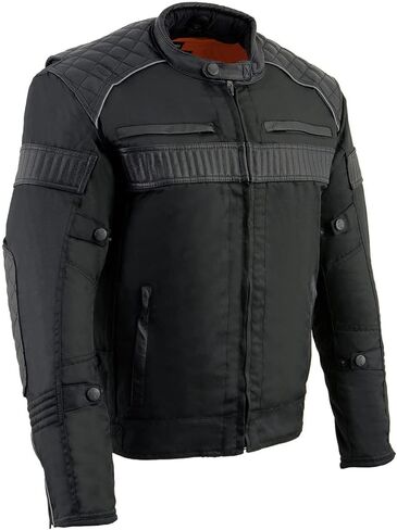 Milwaukee Leather MPM1735 Men's Black Textile Scooter Jacket with Leather Trim in Saudi Arabia
