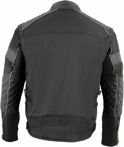 Milwaukee Leather MPM1735 Men's Black Textile Scooter Jacket with Leather Trim in Saudi Arabia