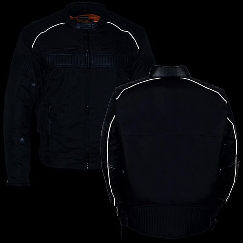 Milwaukee Leather MPM1735 Men's Black Textile Scooter Jacket with Leather Trim in Saudi Arabia