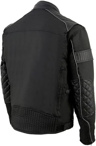 Milwaukee Leather MPM1735 Men's Black Textile Scooter Jacket with Leather Trim in Saudi Arabia