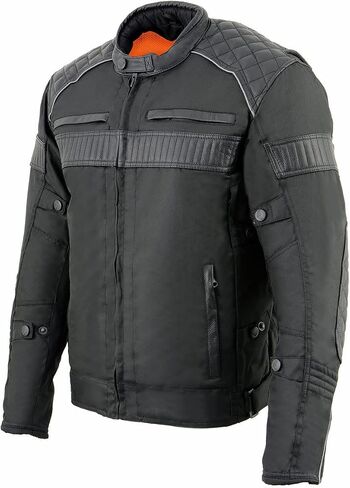Milwaukee Leather MPM1735 Men's Black Textile Scooter Jacket with Leather Trim in Saudi Arabia