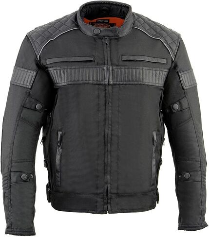 Milwaukee Leather MPM1735 Men's Black Textile Scooter Jacket with Leather Trim in Saudi Arabia