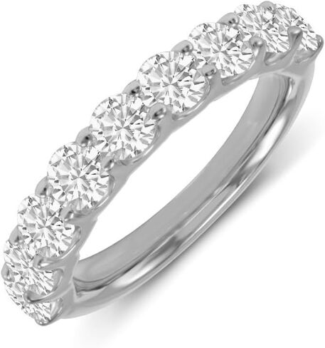 TimeLess Classics 14K Gold Lab Grown Nine Stone Diamond Anniversary Bands and Wedding Rings For Women (Available From 0.50-3 CTW) (Available Ring Size: 4.5 to 10) in Kuwait