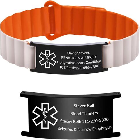 Custom Medical Alert Bracelet Personalized Engraving Medic Info ID Bracelet Customized Emergency Medical Bracelets Gifts for Men Women Dad Fathers Day in Saudi Arabia
