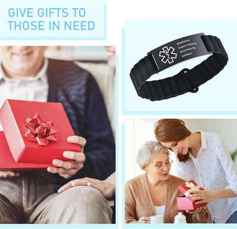 Custom Medical Alert Bracelet Personalized Engraving Medic Info ID Bracelet Customized Emergency Medical Bracelets Gifts for Men Women Dad Fathers Day in Saudi Arabia