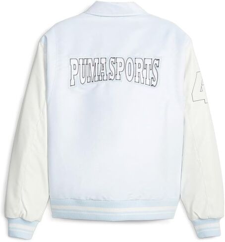 PUMA Mens Team Varsity Snap-Button Up Jacket Athletic Outerwear Casual Button Up - Blue - Size M in Saudi Arabia