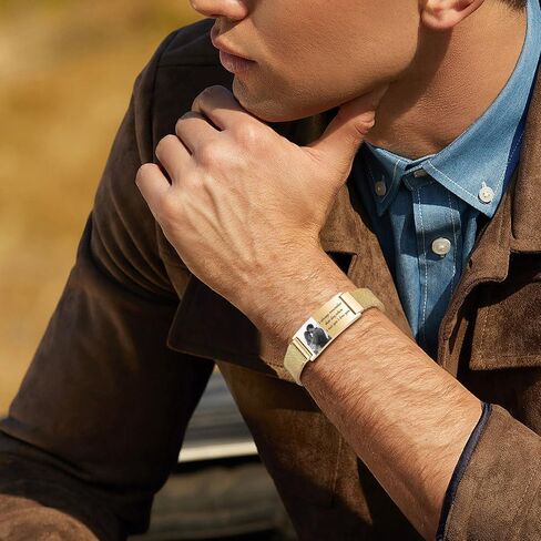 Personalized Photo Bracelet for Men - Free Engraving Custom Bracelets,Hypoallergenic Stainless Steel Adjustable Engraved Wristband,Trendy Waterproof Customizable Picture Bracelet Gift for Women in Saudi Arabia