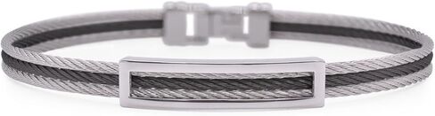 سوار معرف الكابل المفتوح - أساور الفولاذ المقاوم للصدأ الفاخرة للرجال - برازاليتيس بارا هومبريس - مجوهرات الرجال in Kuwait