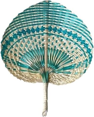 Art Craft Handmade Rattan Fan Ethnic Style Straw Woven Fans Chinese Style Hand Fan Living Room(Green) in Saudi Arabia