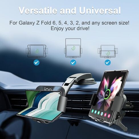 2-in-1 Qi Wireless Fast Charge 2-Coils FOD Sensor Auto Clamping Universal Long Extension Car Mount in Saudi Arabia