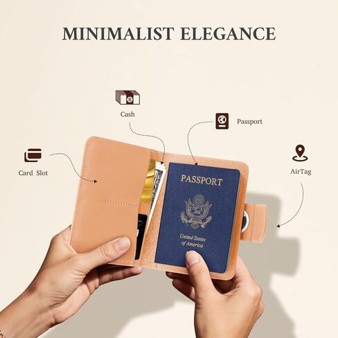 ALLIVE Passport Holder for Travel, Genuine Leather Passport Holder with AirTag Hidden Pocket, Rfid Blocking Passport Cover Travel Wallet for Women Men, Airport Essentials Gift (Black) in Saudi Arabia