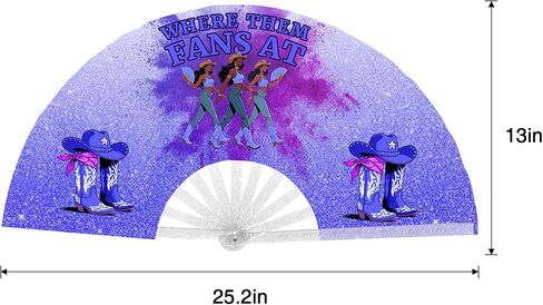 Where Them Fans at Clack Fan, Boots on the Ground Hand Fan, Fans for Line Dancing, Western Large Festival Folding Fans, 26in (Pink) in Saudi Arabia