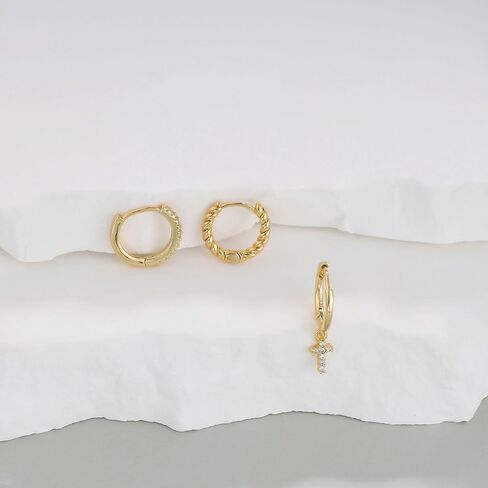 Ewrkbr Pearl Drop Earrings for Women, Dainty Gold Earrings Stack 14K Gold Plated Small Gold Huggie Hoop Earrings for Women Trendy Cute Pearl Earring Sets for Multiple Piercings Gold Jewelry for Women in Kuwait