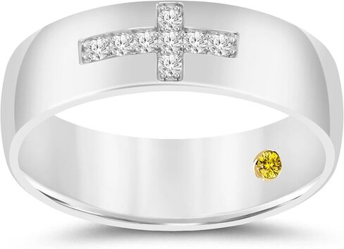 Lab Grown Diamond Rings for Women | Real White Gold Plated 925 Sterling Silver 1/4 CTTW Certified Diamond Bands in Saudi Arabia