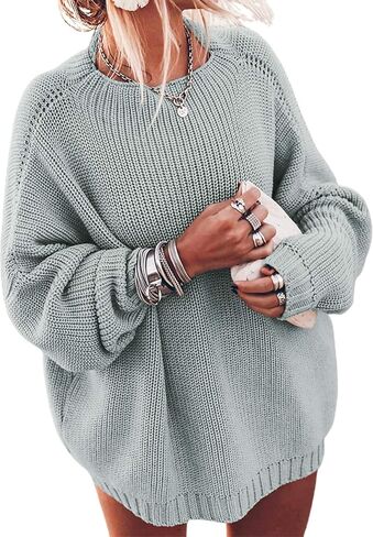 Ugerlov Women's Oversized Sweaters Batwing Sleeve Mock Neck Jumper Tops Chunky Knit Pullover Sweater in Kuwait