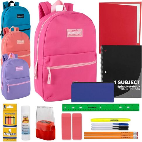 24 حزمة على ظهر الظهر مع اللوازم المدرسية للأطفال - حقائب الظهر بالجملة ومجموعات اللوازم المدرسية (حزمة ألوان الفتيات) in Kuwait