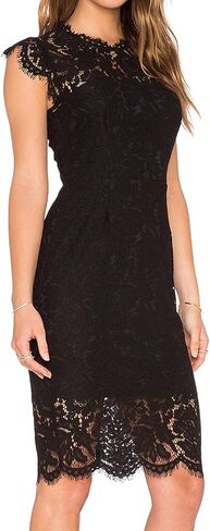 MEROKEETY Women's Sleeveless Lace Floral Elegant Cocktail Dress Crew Neck Knee Length for Party in Saudi Arabia