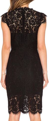 MEROKEETY Women's Sleeveless Lace Floral Elegant Cocktail Dress Crew Neck Knee Length for Party in Saudi Arabia