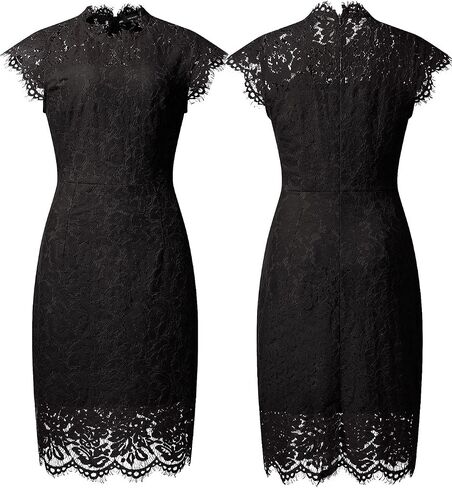 MEROKEETY Women's Sleeveless Lace Floral Elegant Cocktail Dress Crew Neck Knee Length for Party in Saudi Arabia