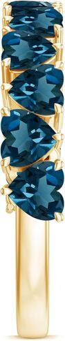 Natural London Blue Topaz Heart Eternity Band for Women, 4 mm Heart Shape Blue Topaz Ring, Aaa Quality - Ready To Gift in Saudi Arabia