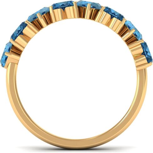 Natural London Blue Topaz Heart Eternity Band for Women, 4 mm Heart Shape Blue Topaz Ring, Aaa Quality - Ready To Gift in Saudi Arabia
