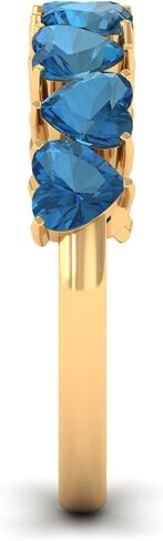 Natural London Blue Topaz Heart Eternity Band for Women, 4 mm Heart Shape Blue Topaz Ring, Aaa Quality - Ready To Gift in Saudi Arabia