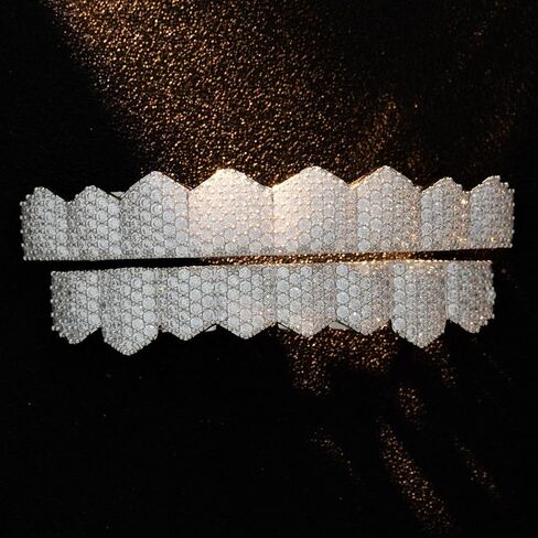 Grillz Grills for Your Teeth Simulated Diamond Teeth Grillz with Extra Molding Bars Included 18K Gold Plated All Iced Out Cubic Zirconia Golden Teeth for Men Women in Saudi Arabia