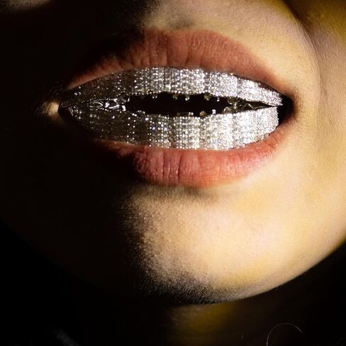 Grillz Grills for Your Teeth Simulated Diamond Teeth Grillz with Extra Molding Bars Included 18K Gold Plated All Iced Out Cubic Zirconia Golden Teeth for Men Women in Saudi Arabia