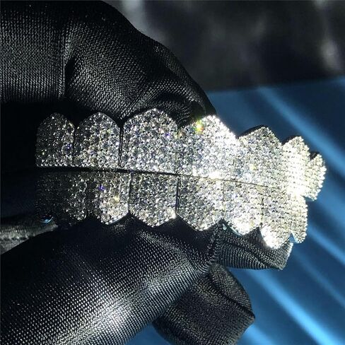 Grillz Grills for Your Teeth Simulated Diamond Teeth Grillz with Extra Molding Bars Included 18K Gold Plated All Iced Out Cubic Zirconia Golden Teeth for Men Women in Saudi Arabia