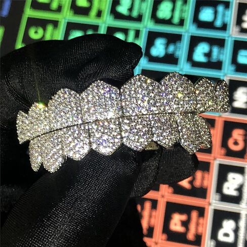 Grillz Grills for Your Teeth Simulated Diamond Teeth Grillz with Extra Molding Bars Included 18K Gold Plated All Iced Out Cubic Zirconia Golden Teeth for Men Women in Saudi Arabia