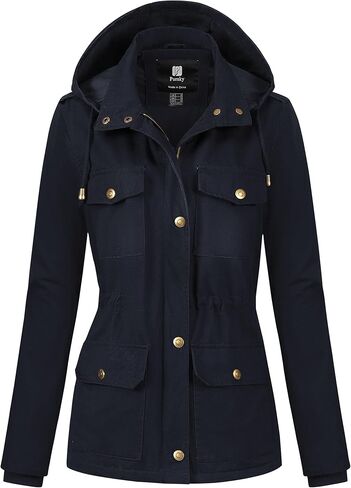 Pursky Women's Cotton Anorak Lightweight Military Jacket Warm Utility Casual Coat With Removable Hood in Kuwait