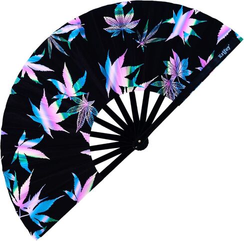 Krifey كبير معجبين باليد القابل للطي - Bold Snap Fans for Line Dancing و Rave و EDM Festivals & Drag Show in Kuwait