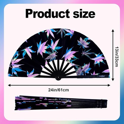 Krifey كبير معجبين باليد القابل للطي - Bold Snap Fans for Line Dancing و Rave و EDM Festivals & Drag Show in Kuwait