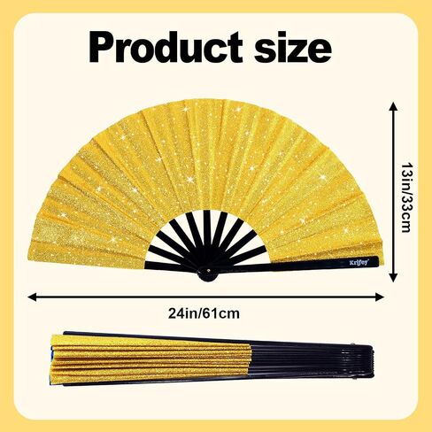 Krifey Large Folding Hand Fan – Bold Snap Fans for Line Dancing, Rave, EDM Festivals & Drag Shows – Statement Accessory for Women, Baddies & Party Queens in Saudi Arabia