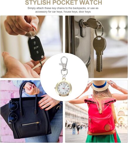 Balacoo Clip On Pocket Watch with Key Buckle and Necklace Hanging Decorative Watch in Saudi Arabia