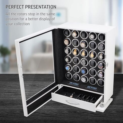 30 Watch Winder with Fingerprint Lock and Large Storage Drawer (White) in Saudi Arabia