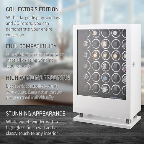 30 Watch Winder with Fingerprint Lock and Large Storage Drawer (White) in Saudi Arabia